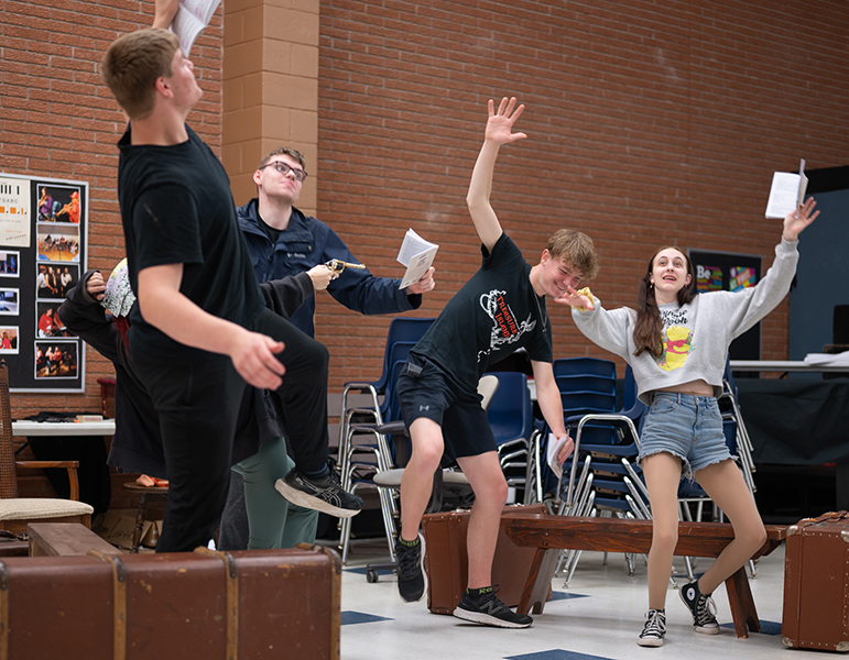 Drama students practicing